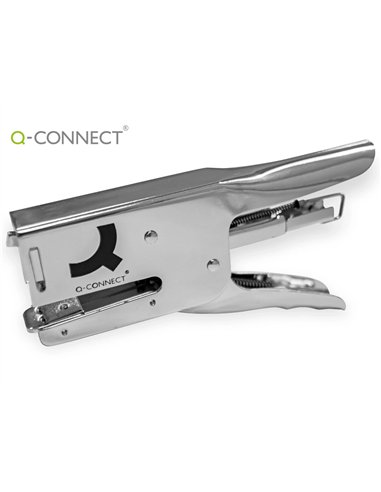Pince à agrafer q-connect métallique 22x90x174mm 40f agrafes 24/6 et 26/6 coloris chromé.