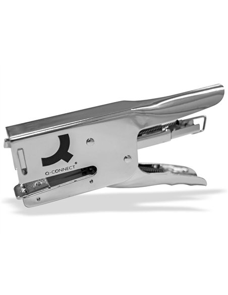 Pince à agrafer q-connect métallique 22x90x174mm 40f agrafes 24/6 et 26/6 coloris chromé.