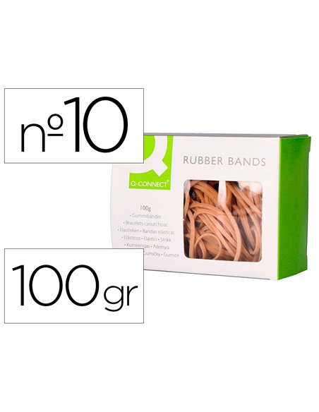Bracelet caoutchouc q-connect n.10 100x2mm boîte fenêtre 100g.