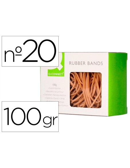 Bracelet caoutchouc q-connect n.20 200x2mm boîte fenêtre 100g.