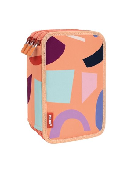 Trousse à crayons Milan Fun Animals à 3 niveaux avec gomme, taille-crayon, crayon, 3 stylos à bille, règle, 12 crayons de couleu