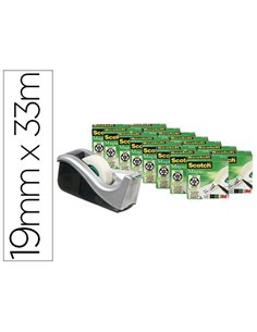 Dévidoir scotch magic office c60 argenté + 16 rouleaux de ruban adhésif 19mmx33m boîte individuelle.