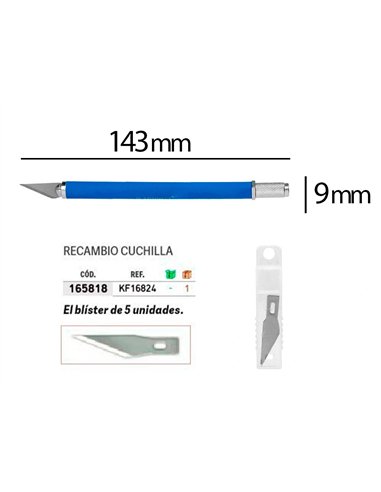 Cutter bistouri q-connect en gomme lame 6mm fixe avec capuchon de protection 5 lamesde rechange incluses.
