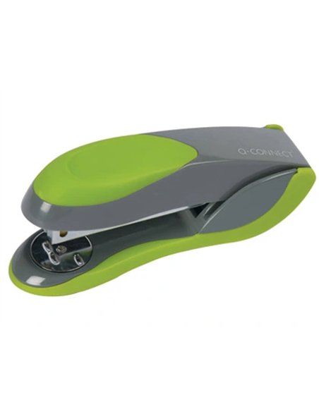 Agrafeuse q-connect plastique 40x55x135mm 30 feuilles agrafes 24/6 et 26/6 coloris ve rt/gris.