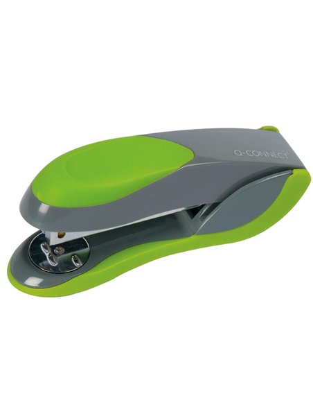 Agrafeuse q-connect plastique 40x55x135mm 30 feuilles agrafes 24/6 et 26/6 coloris ve rt/gris.