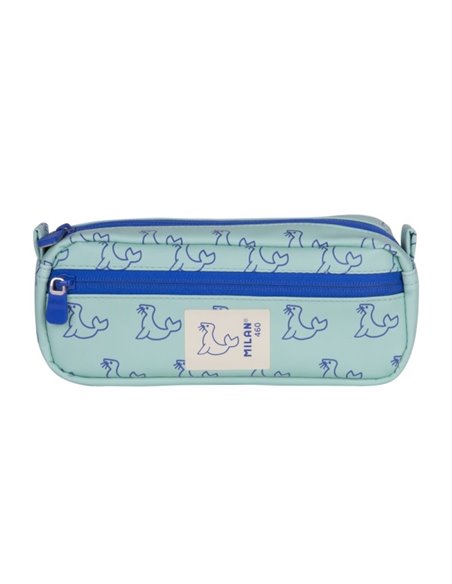 Trousse rectangulaire Milan Collection 460 - 2 compartiments zippés - Vert/Bleu