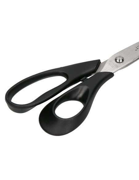 Ciseaux bureau q-connect économique droitier lames inox 210mm branches gainées abs bouts pointus coloris noir.