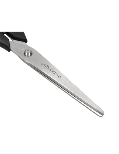 Ciseaux bureau q-connect économique droitier lames inox 210mm branches gainées abs bouts pointus coloris noir.