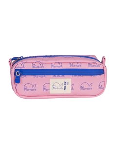 Trousse rectangulaire Milan Collection 460 - 2 compartiments zippés - Rose/Bleu