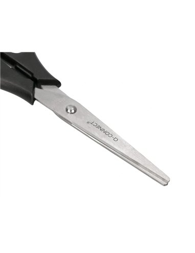 Ciseaux bureau q-connect économique droitier lames inox 170mm branches gainées abs bouts pointus coloris noir.