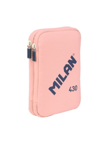 Trousse à crayons à 2 niveaux Milan Collection 430 avec 2 gommes, un taille-crayon, un crayon, un stylo P1 Touch Blue, une règle