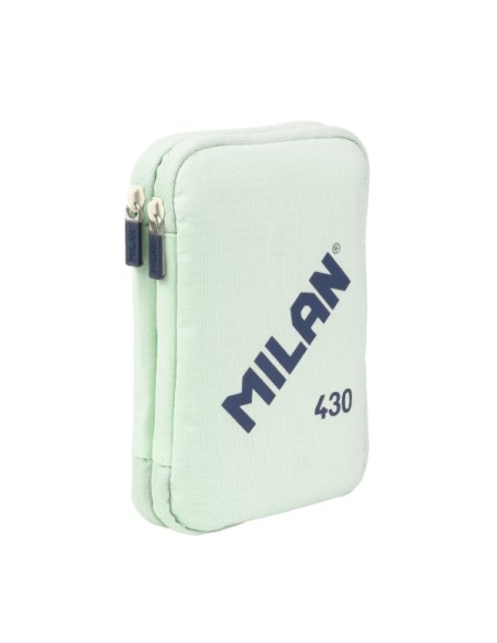 Trousse à crayons à 2 niveaux Milan Collection 430 avec 2 gommes, un taille-crayon, un crayon, un stylo P1 Touch Blue, une règle
