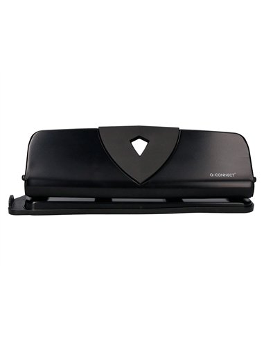 Perforateur q-connect métal et plastique capacité perforation 16f 4 trous coloris noir 280x110mm.