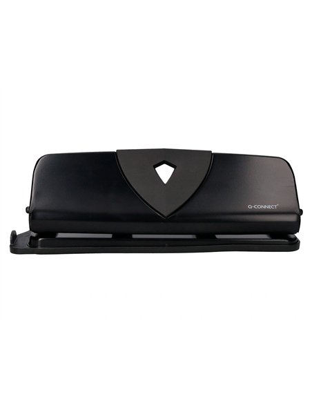 Perforateur q-connect métal et plastique capacité perforation 16f 4 trous coloris noir 280x110mm.