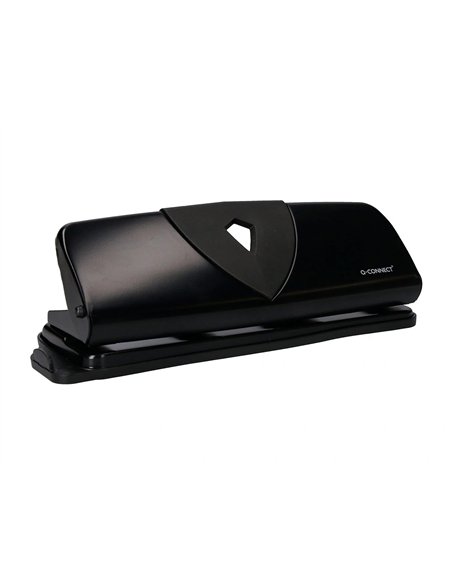 Perforateur q-connect métal et plastique capacité perforation 16f 4 trous coloris noir 280x110mm.