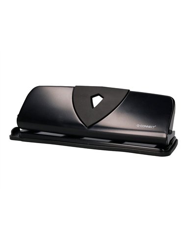 Perforateur q-connect métal et plastique capacité perforation 16f 4 trous coloris noir 280x110mm.