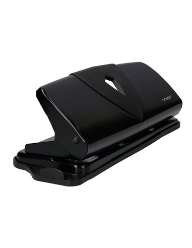 Perforateur q-connect métal et plastique capacité perforation 16f 4 trous coloris noir 280x110mm.