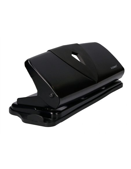 Perforateur q-connect métal et plastique capacité perforation 16f 4 trous coloris noir 280x110mm.