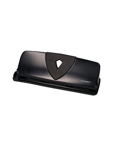 Perforateur q-connect métal et plastique capacité perforation 16f 4 trous coloris noir 280x110mm.