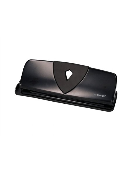 Perforateur q-connect métal et plastique capacité perforation 16f 4 trous coloris noir 280x110mm.