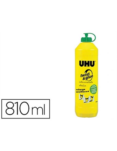 Colle uhu twist&glue extra forte transparente multi-matériaux collage précis fin large sans solvant bouteille 810ml.
