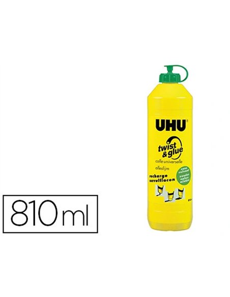 Colle uhu twist&glue extra forte transparente multi-matériaux collage précis fin large sans solvant bouteille 810ml.