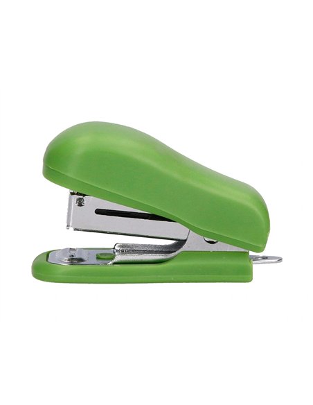 Mini agrafeuse liderpapel ecouse capacite 12 feuilles 100% plastique recycle boite de 1000 agrafes incluse.