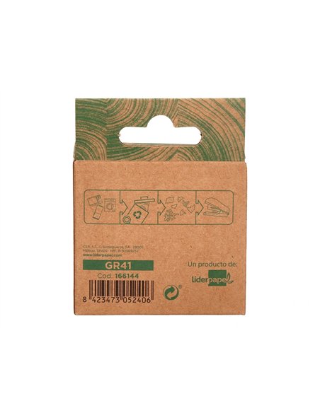 Mini agrafeuse liderpapel ecouse capacite 12 feuilles 100% plastique recycle boite de 1000 agrafes incluse.