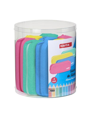 Safta Lot de 8 étuis en silicone pailleté Carré 27 x 23 cm Couleurs assorties