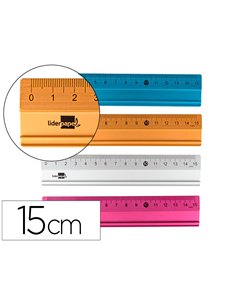Règle liderpapel 15cm gamme aluminium coloris assortis.