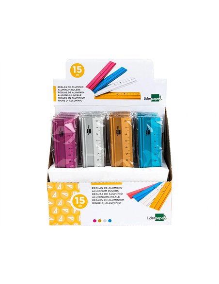 Règle liderpapel 15cm gamme aluminium coloris assortis.