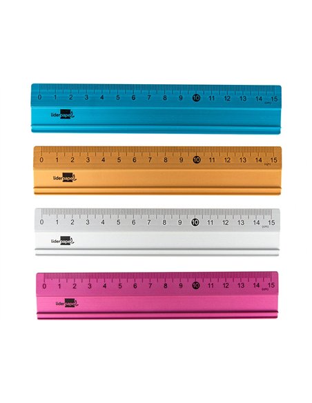 Règle liderpapel 15cm gamme aluminium coloris assortis.