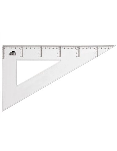 Équerre liderpapel 60 degrés 30cm biseautée graduée échelle millimètres transparente économique.