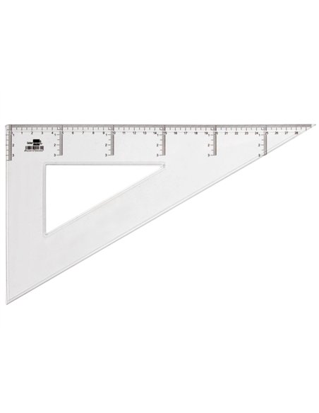 Équerre liderpapel 60 degrés 30cm biseautée graduée échelle millimètres transparente économique.