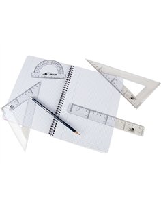 Équerre liderpapel 45 degrés biseautée dimension hypoténuse 20cm graduée échelle millimètres transparente économique. 2