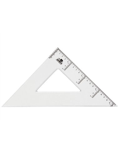Équerre liderpapel 45 degrés biseautée dimension hypoténuse 20cm graduée échelle millimètres transparente économique.