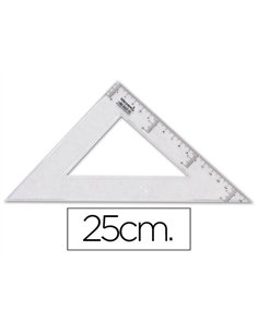 Équerre liderpapel 45 degrés biseautée dimension hypoténuse 25cm graduée échelle millimètres transparente économique.