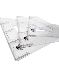 Équerre liderpapel 45 degrés biseautée dimension hypoténuse 25cm graduée échelle millimètres transparente économique. 2