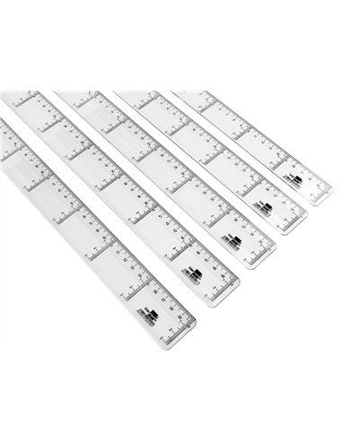 Règle liderpapel graduation verticale horizontale 60cm bord biseauté gamme cristal transparente économique.