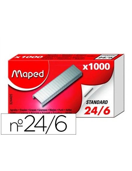Agrafe maped modèle 24/6 galvanisée épaisseur agrafage 30f boîte 1000 unités.