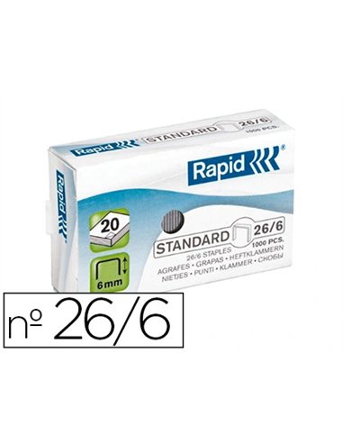 Agrafe rapid 26/6 boîte 1000 unités.