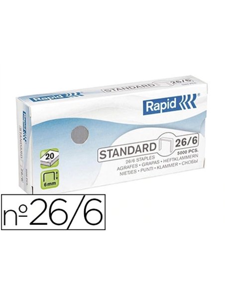 Agrafe rapid 26/6 boîte 5000 unités.