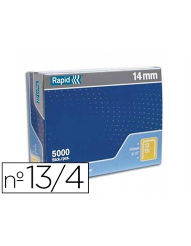 Agrafe rapid modèle 13/4 fil fin acier galvanisé haute résistance boîte 5000 unités.
