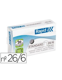 Agrafe rapid standard 26/6 cuivrée boîte 5000 unités.