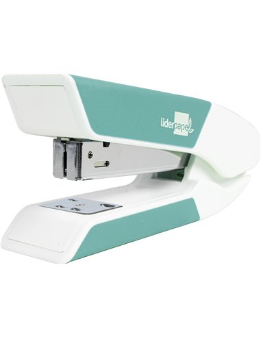 Agrafeuse bureau liderpapel 40x63x130mm 20 feuilles agrafes 26/6 coloris assortis gris corail turquoise.