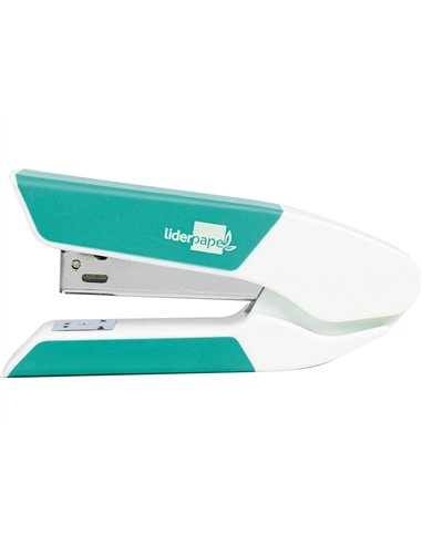 Agrafeuse bureau liderpapel 40x63x130mm 20 feuilles agrafes 26/6 coloris assortis gris corail turquoise.