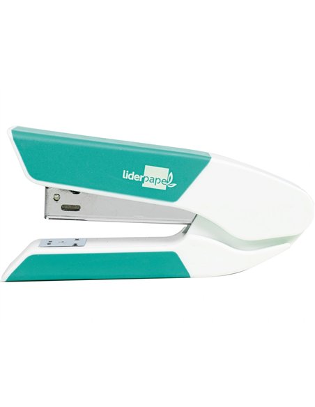 Agrafeuse bureau liderpapel 40x63x130mm 20 feuilles agrafes 26/6 coloris assortis gris corail turquoise.