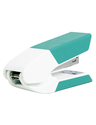 Agrafeuse bureau liderpapel 40x63x130mm 20 feuilles agrafes 26/6 coloris assortis gris corail turquoise.