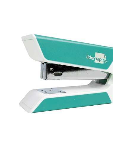 Agrafeuse bureau liderpapel 40x63x130mm 20 feuilles agrafes 26/6 coloris assortis gris corail turquoise.