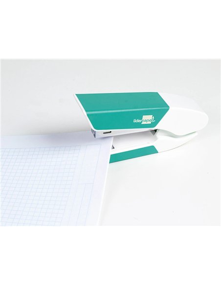 Agrafeuse bureau liderpapel 40x63x130mm 20 feuilles agrafes 26/6 coloris assortis gris corail turquoise.
